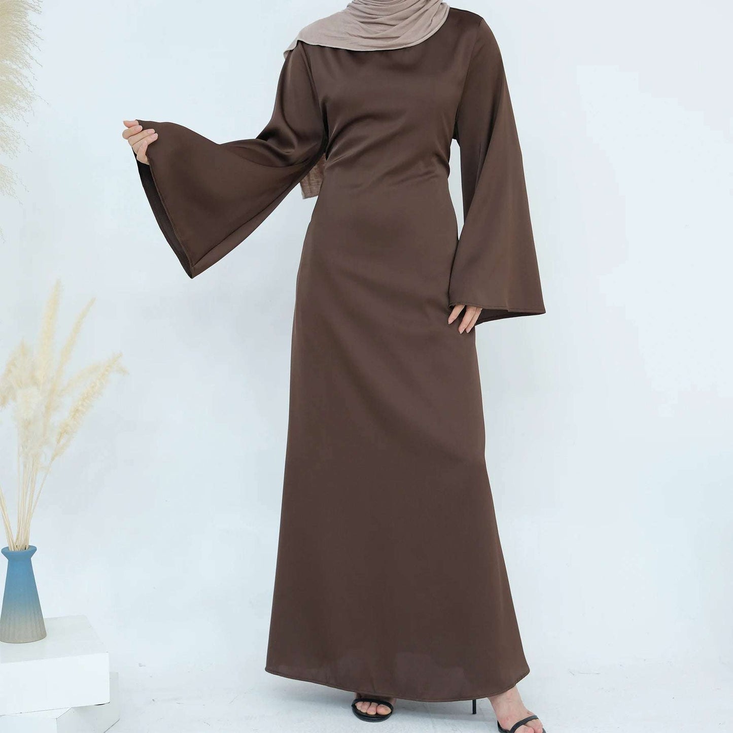 Luxury Long Satin Cape Dress