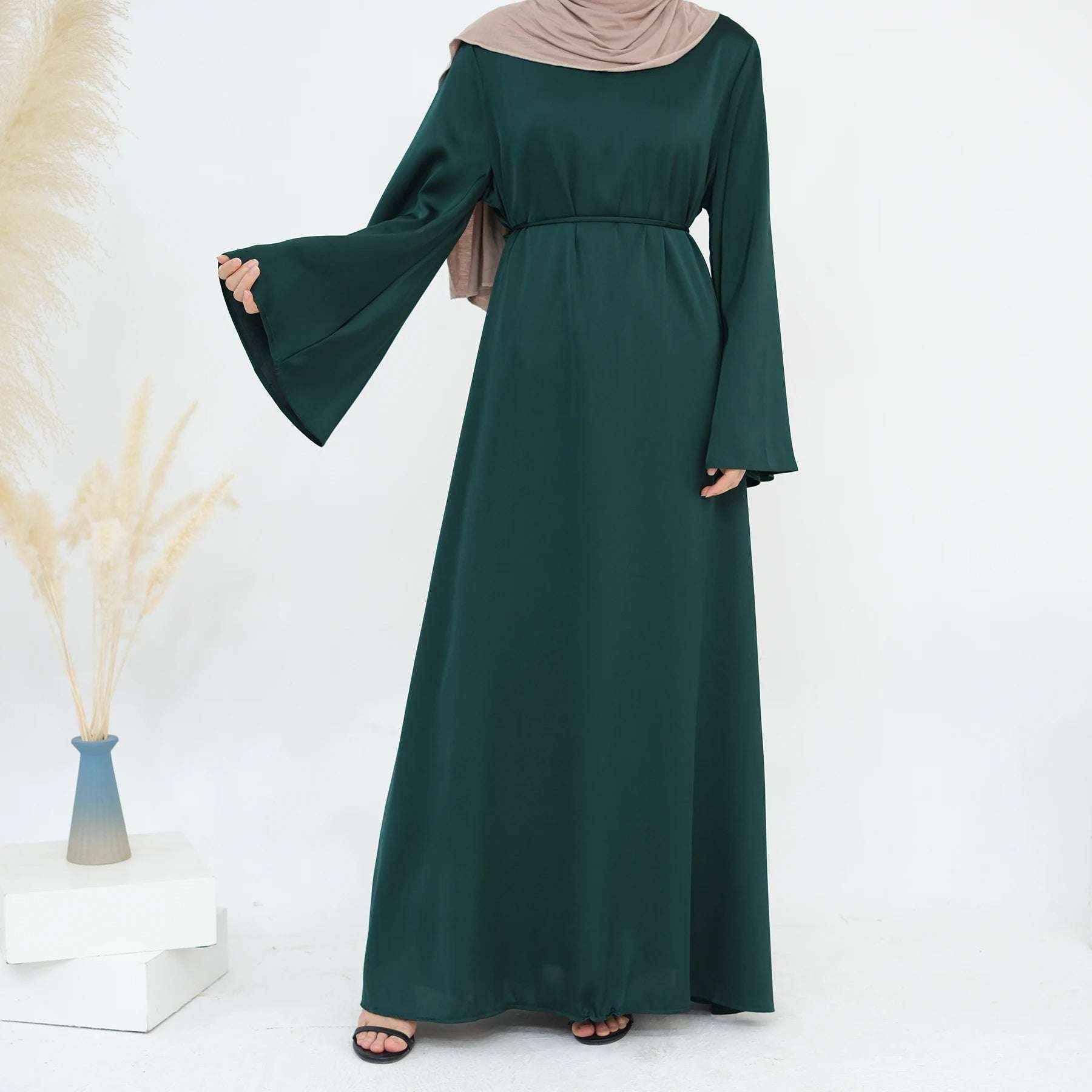 Luxury Long Satin Cape Dress