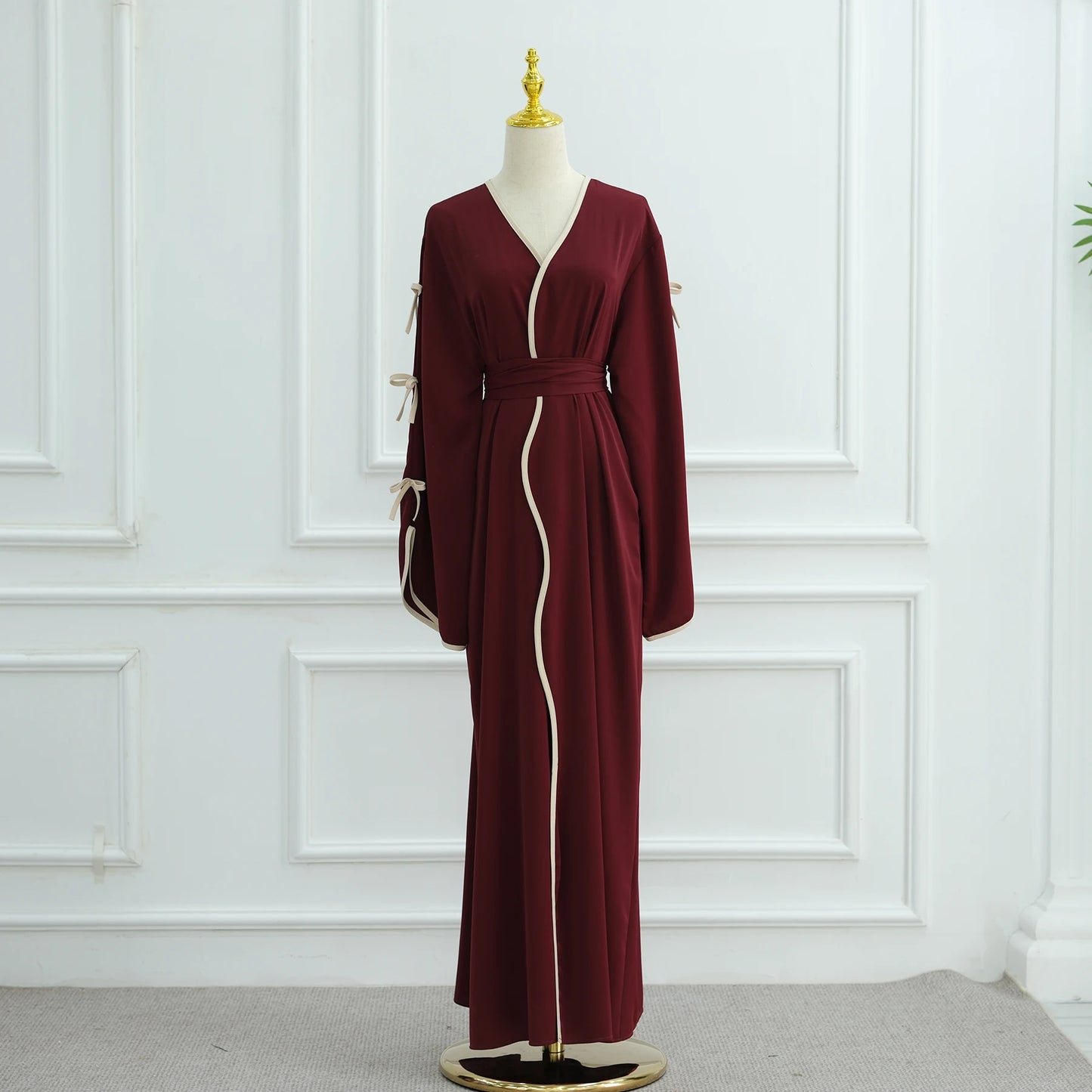 Bow Open Abaya - Brown - Nour Modesty