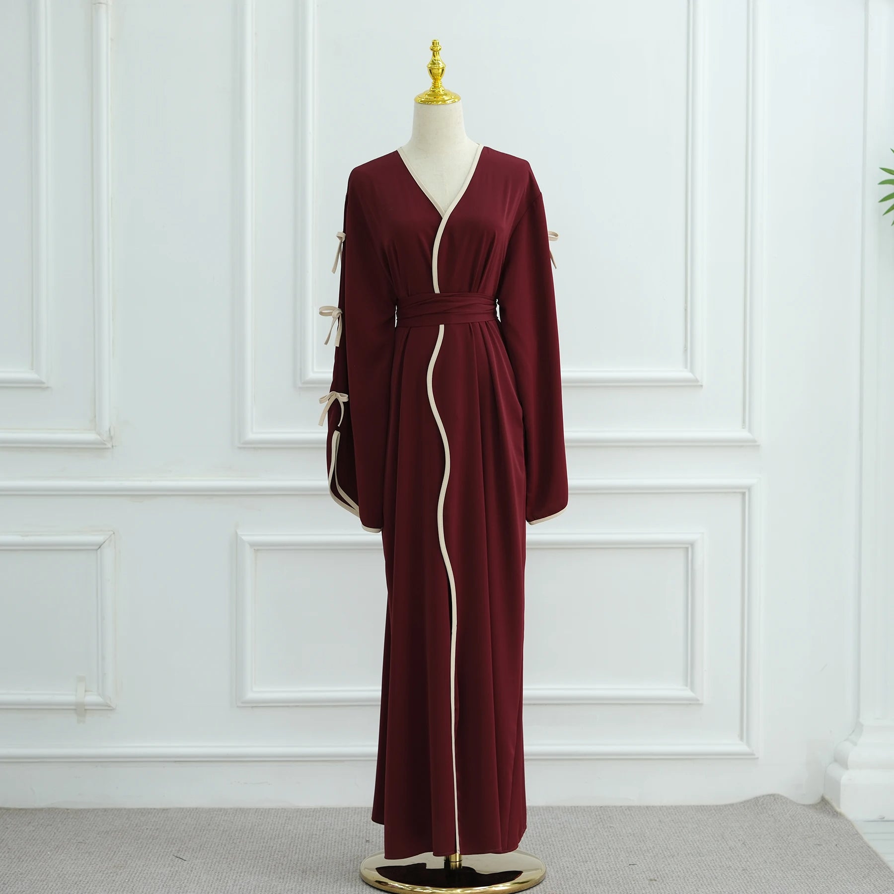 Bow Open Abaya - Brown - Nour Modesty