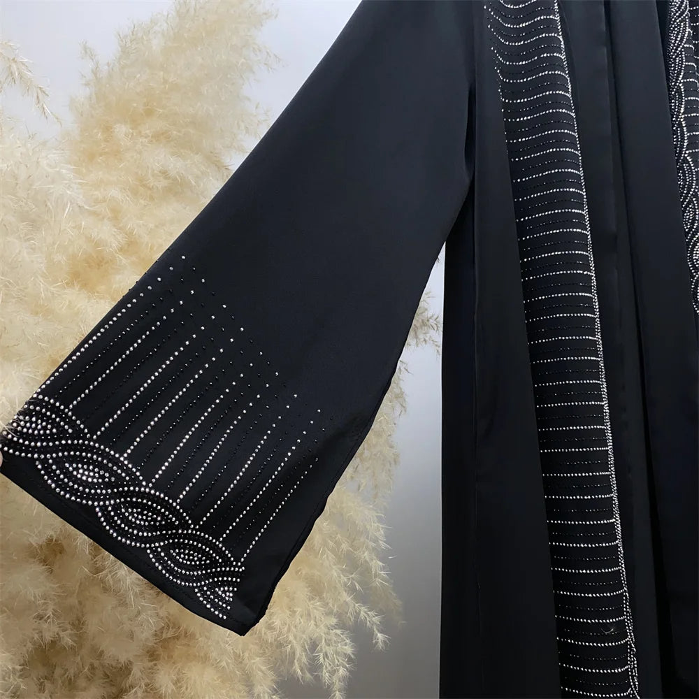 Luxury Rhinestone Open Abaya - Nour Modesty