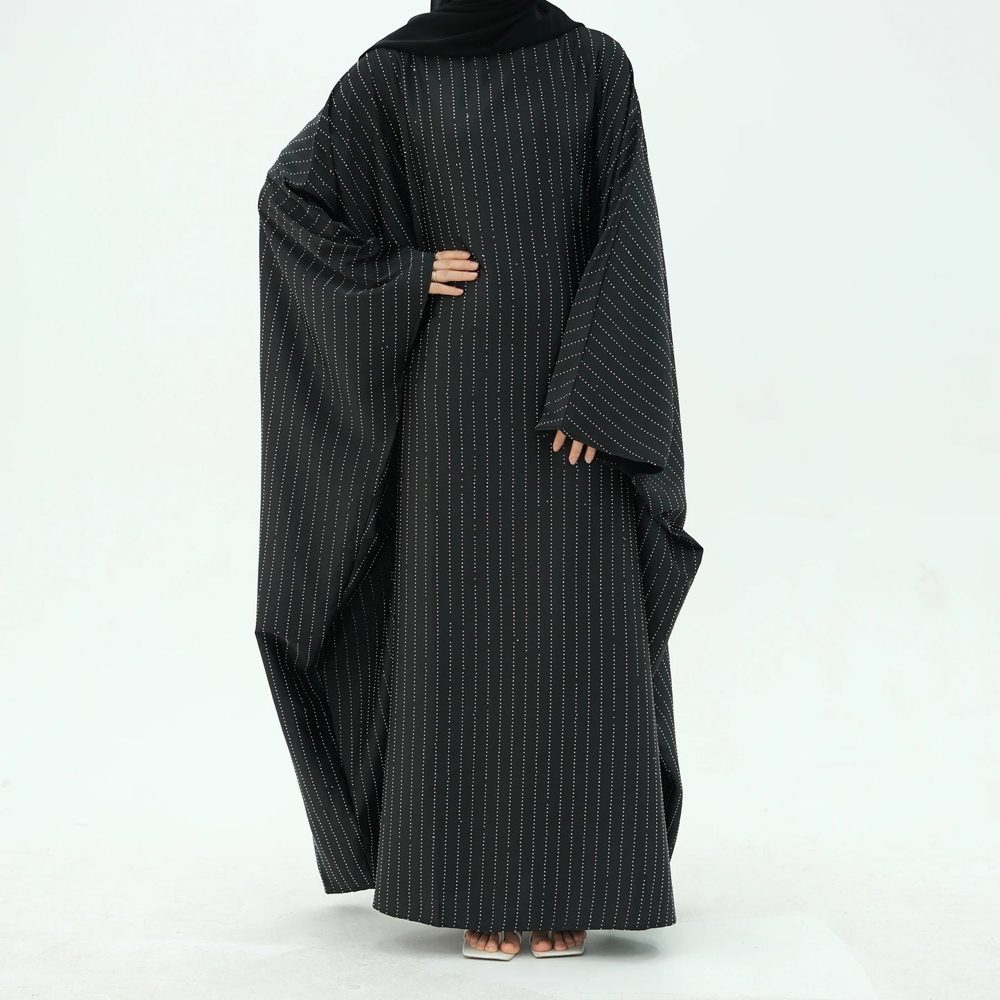 Rhinestone Butterfly Abaya Blue