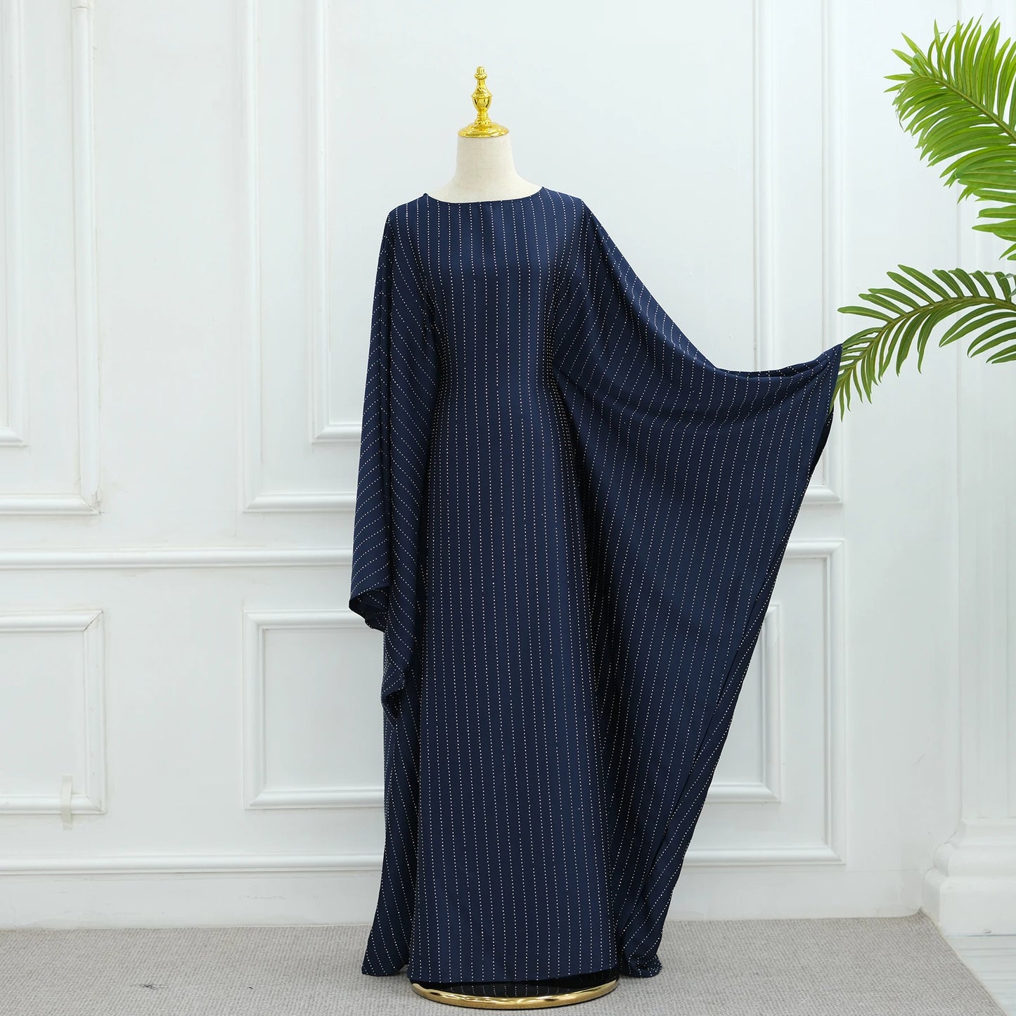 Rhinestone Butterfly Abaya Blue