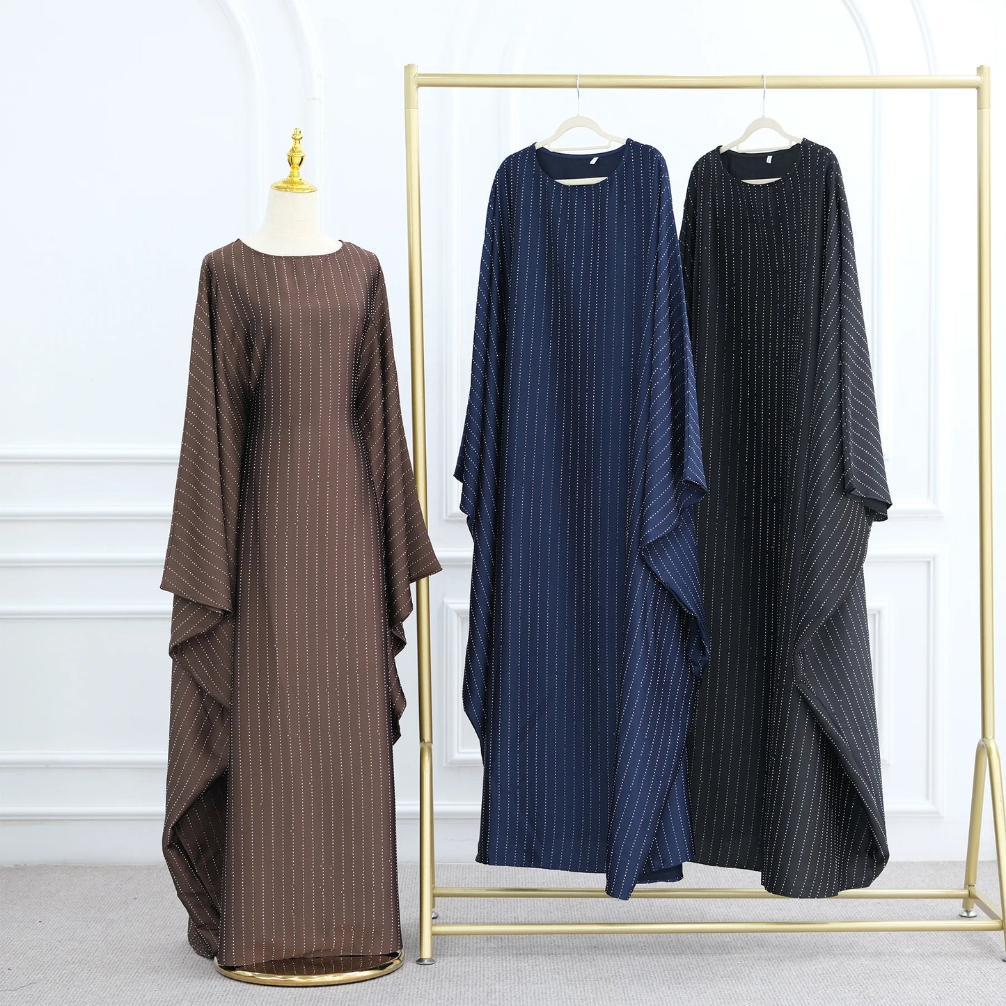 Rhinestone Butterfly Abaya Blue