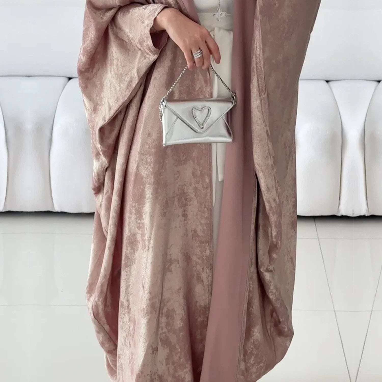 Elegant Open Abaya - Pink