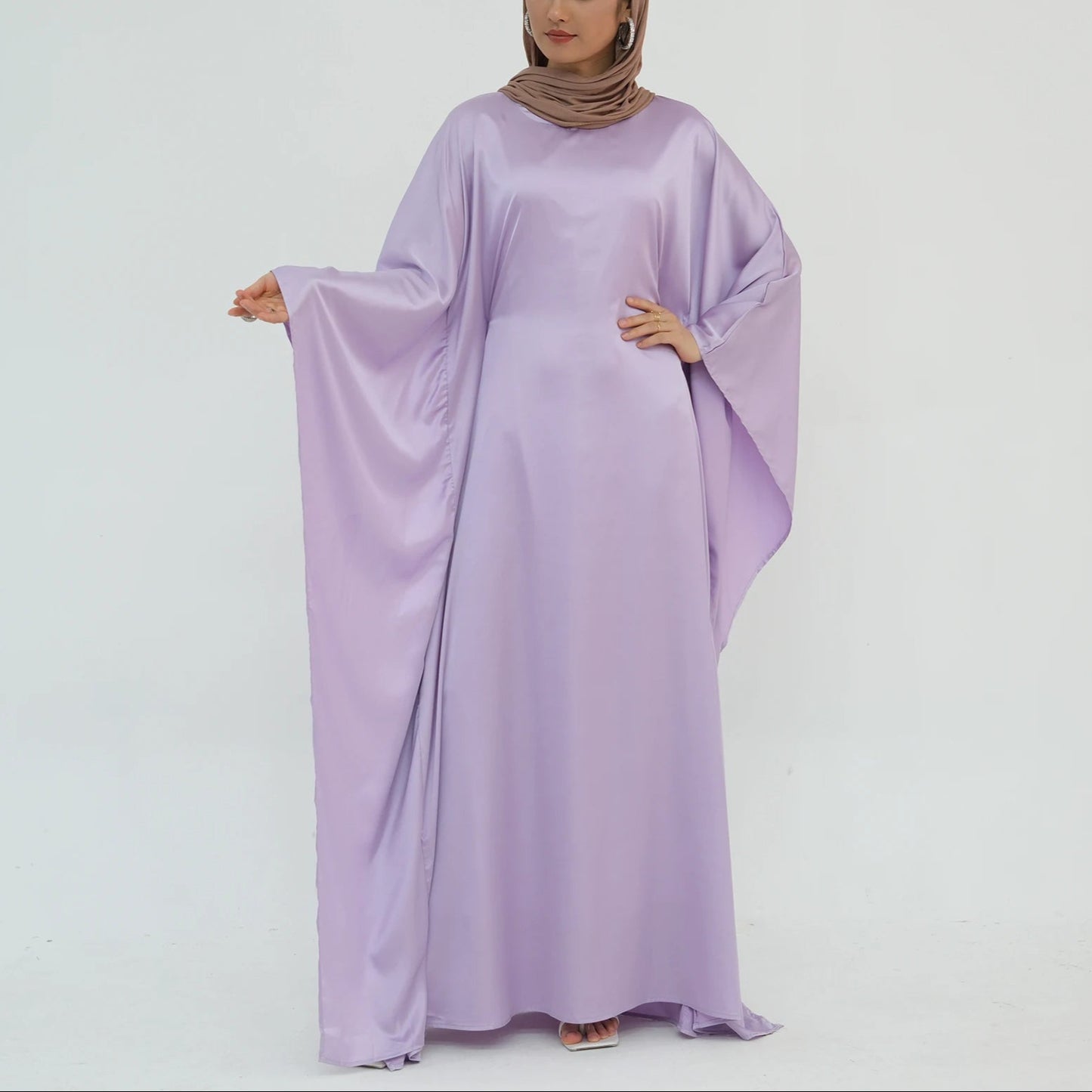 Luxury Silk Butterfly Abaya - Pink - Nour Modesty