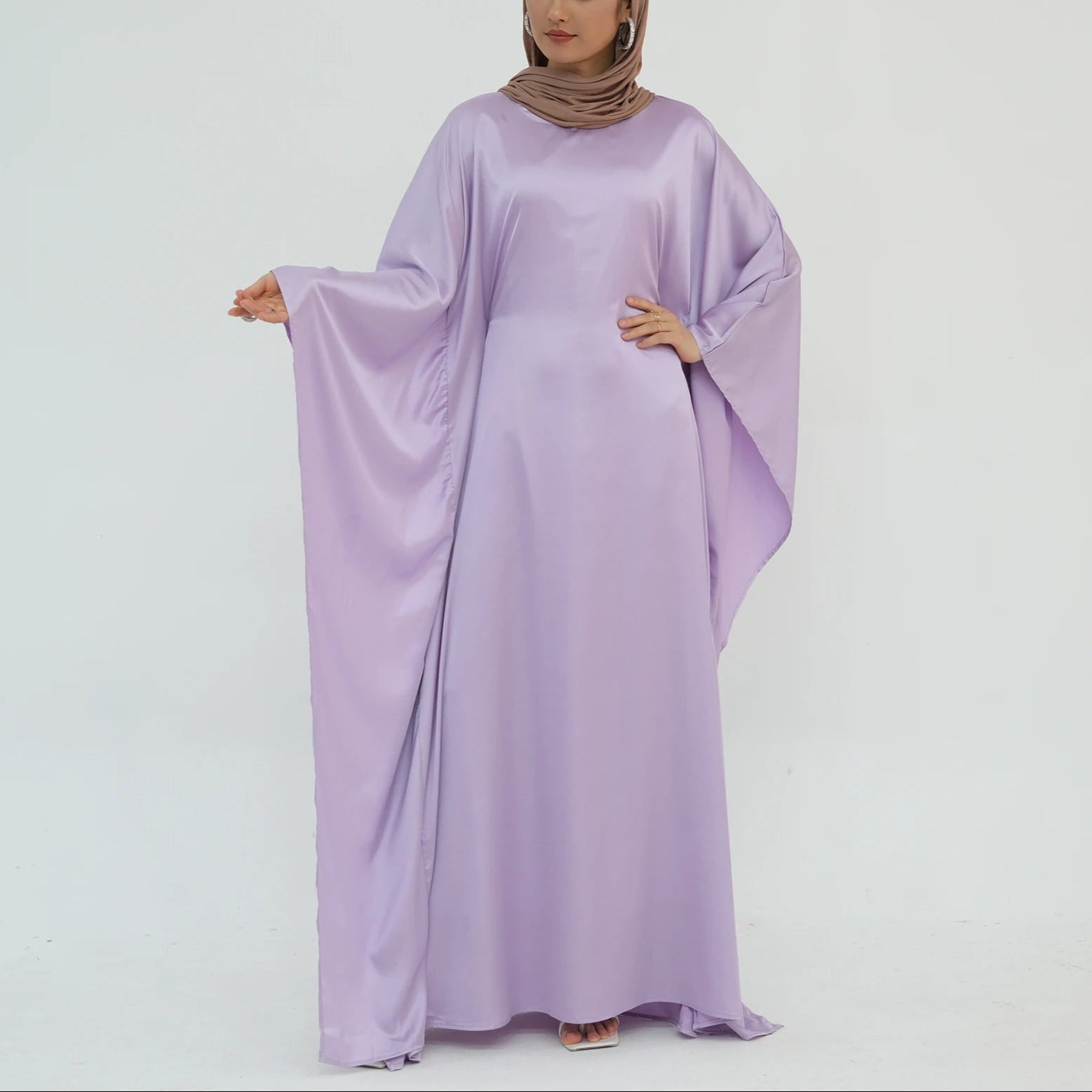 Luxury Silk Butterfly Abaya - Pink - Nour Modesty