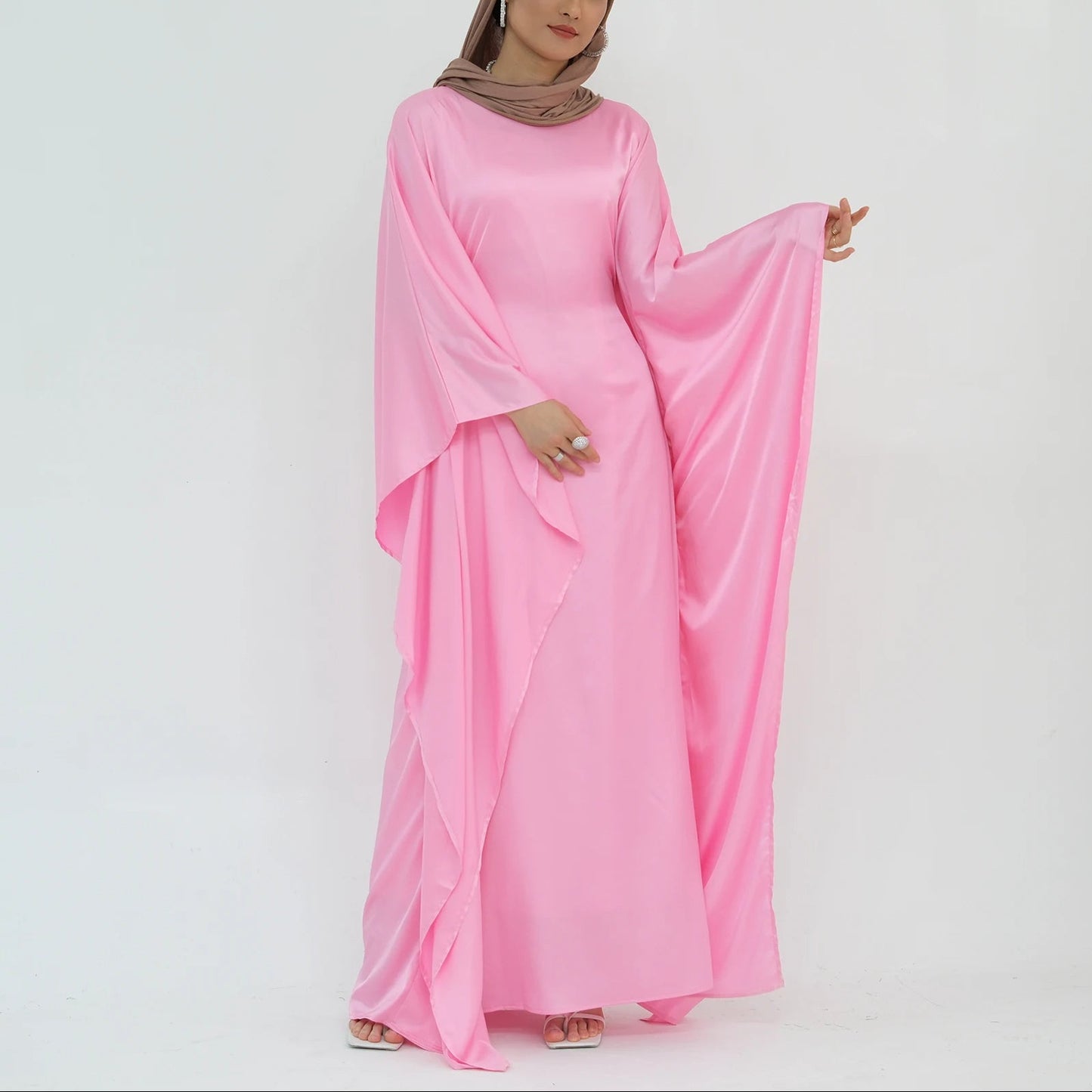 Luxury Silk Butterfly Abaya - Pink - Nour Modesty