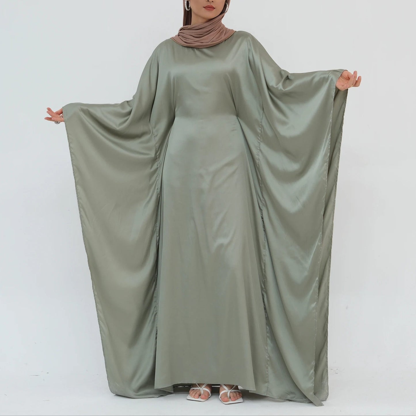 Luxury Silk Butterfly Abaya - Pink - Nour Modesty