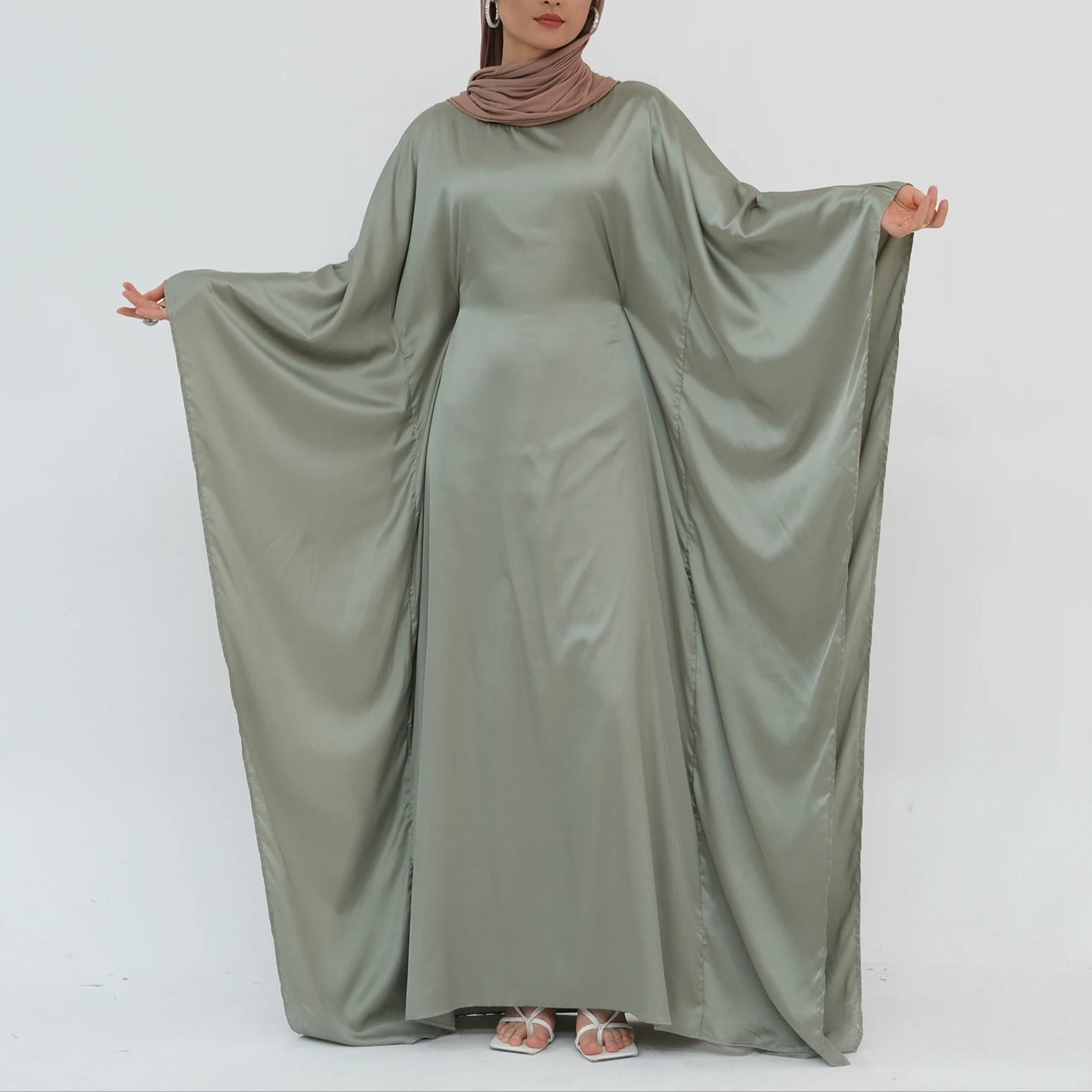 Luxury Silk Butterfly Abaya - Pink - Nour Modesty