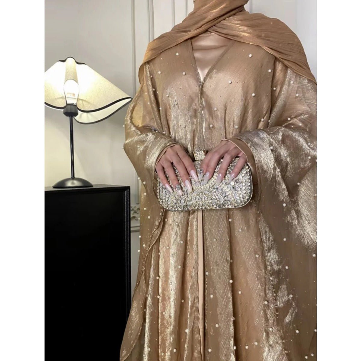 Luxury Pearl Butterfly Abaya Set - Layla - Nour Modesty