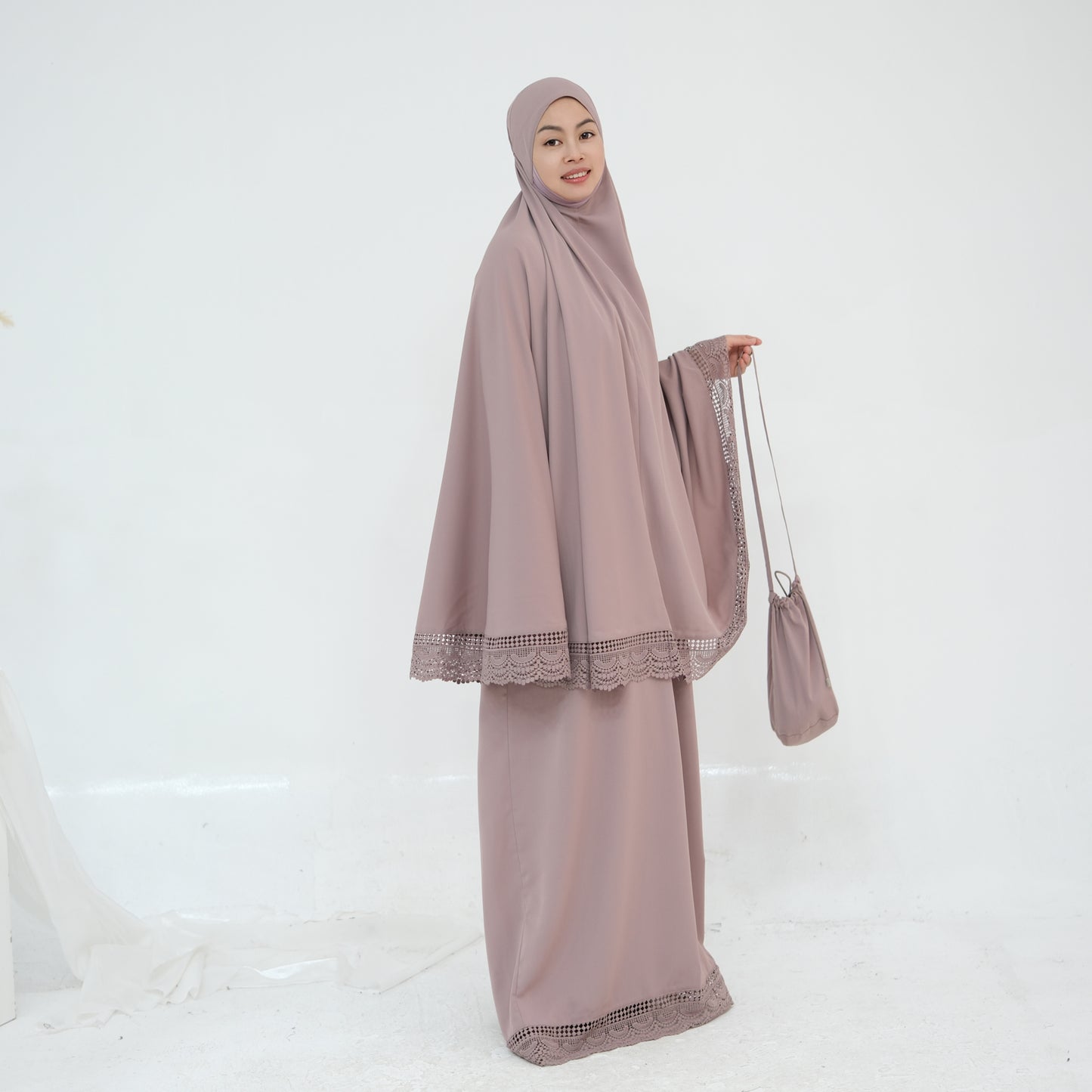 Prayer Abaya Jilbab Set - Purple - Nour Modesty