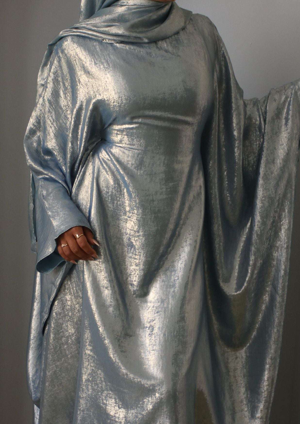 Luxury Butterfly Abaya - Light Blue