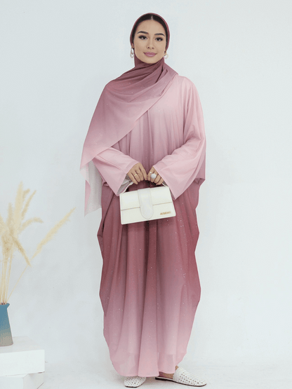 Ombre Sparkly Abaya + Hijab Set Blue