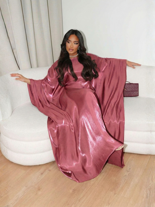 Shimmer Butterfly Abaya Pink - Nour Modesty