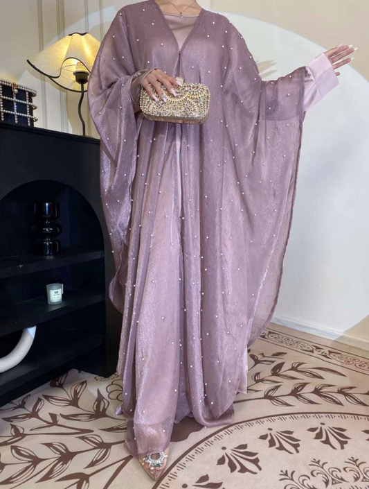Luxury Pearl Butterfly Abaya Set - Layla - Nour Modesty