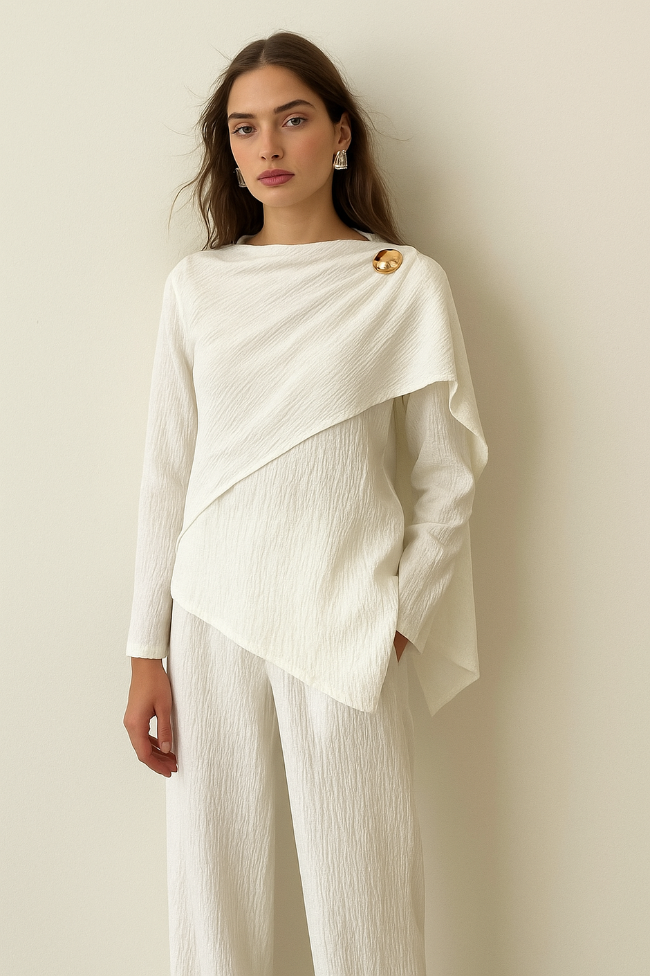 Modest 2 pc Sets Breathable Linen Modest Shirt, Pants Set Kimono ...
