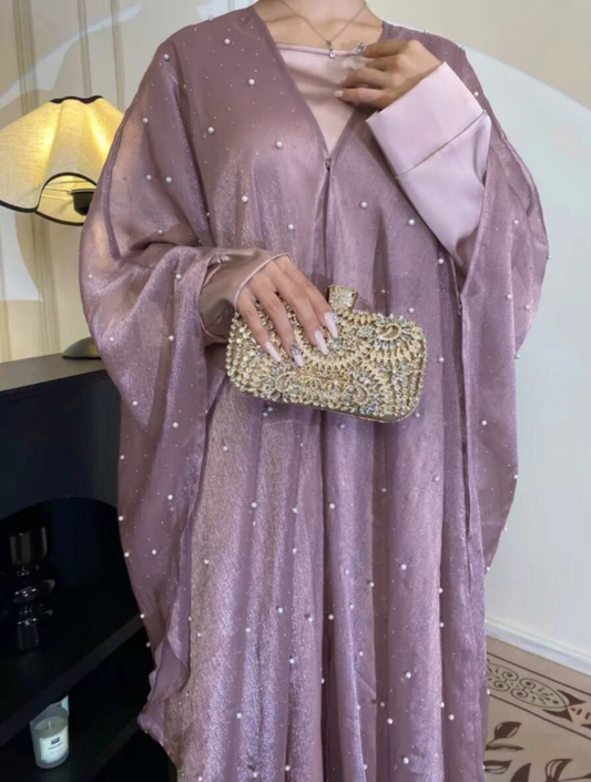 Luxury Pearl Butterfly Abaya Set - Layla - Nour Modesty