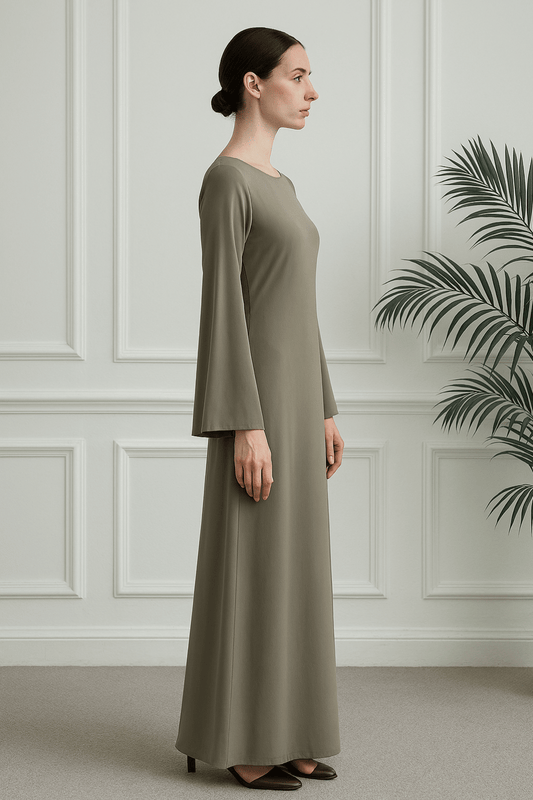 Sage Green Modest Dress - Nour Modesty