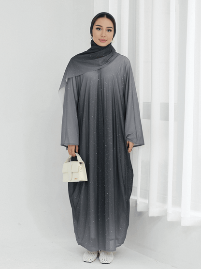 Ombre Sparkly Abaya + Hijab Set Blue