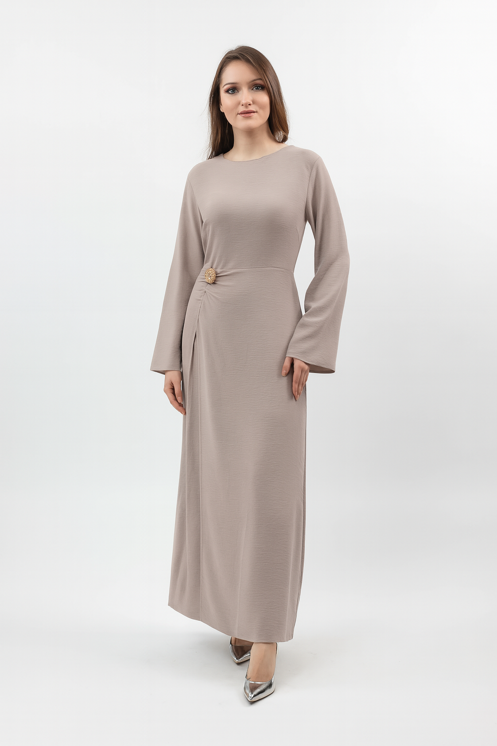 Amani Maxi Dress - Elegant Modest Wrap Long Sleeve Everyday Linen, Comfortable, Work, Daily, Set Store Near Me | United States, US Delivery