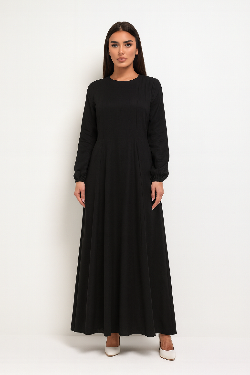 linen abaya dress Layla Linen Bisht Abaya Blanco