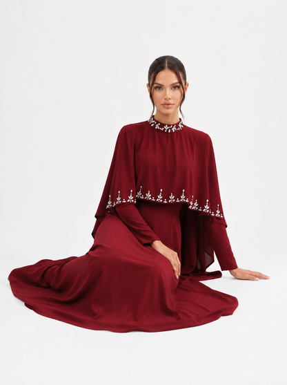 Elyse Cape Dress - Nour Modesty
