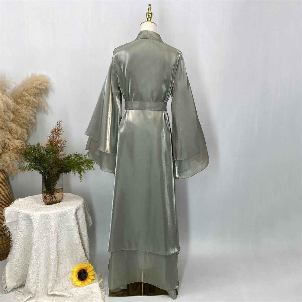 Organza Abaya Set - Sage Green - Nour Modesty