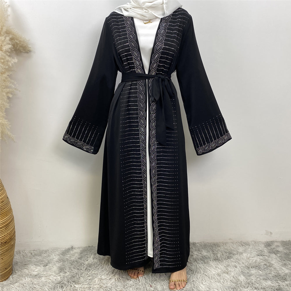 Luxury Rhinestone Open Abaya - Nour Modesty