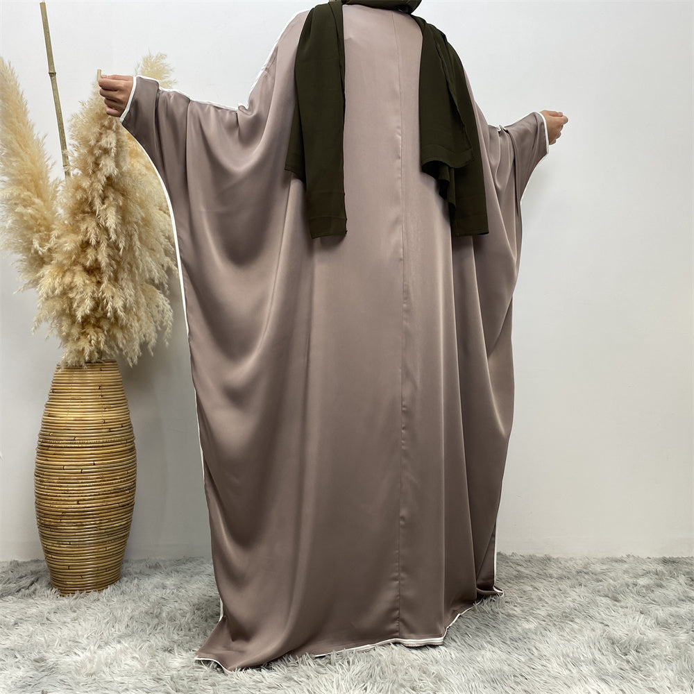Luxury Satin Open Abaya Gray - Nour Modesty