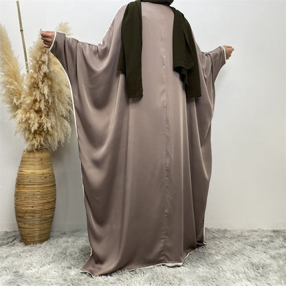 Luxury Satin Open Abaya Gray - Nour Modesty