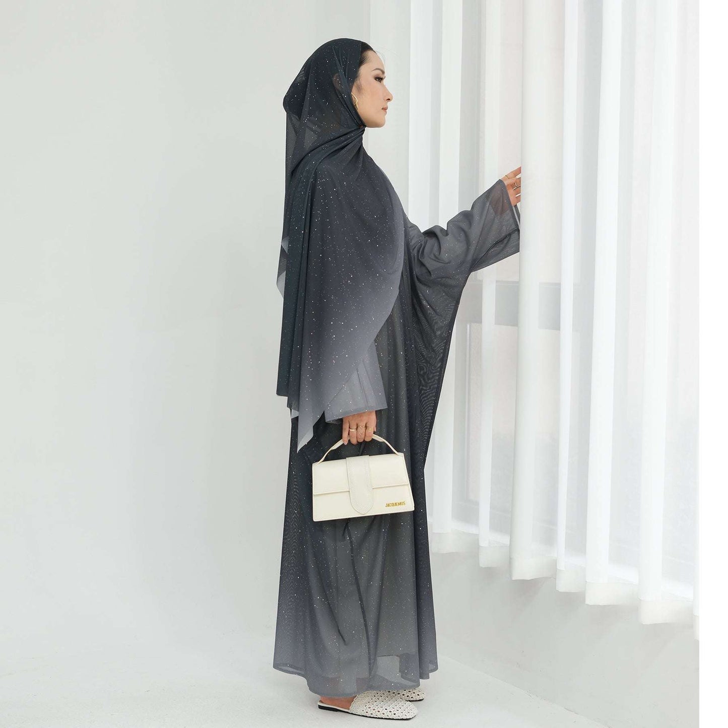 Ombre Sparkly Abaya + Hijab Set Blue