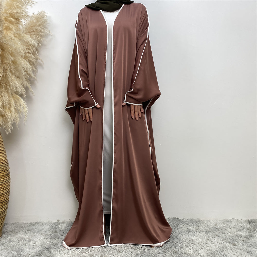 Luxury Satin Open Abaya Gray - Nour Modesty