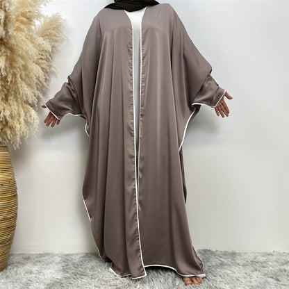 Luxury Satin Open Abaya Gray - Nour Modesty