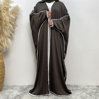 Luxury Satin Open Abaya Gray - Nour Modesty