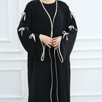 Bow Open Abaya - Brown - Nour Modesty
