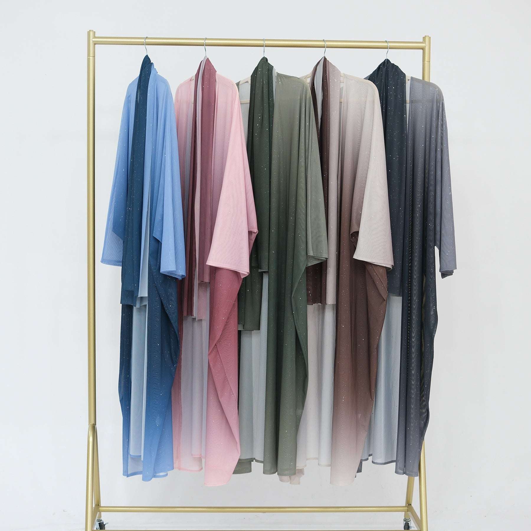 Ombre Sparkly Abaya + Hijab Set Green