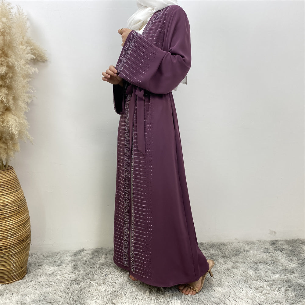 Luxury Rhinestone Open Abaya - Nour Modesty