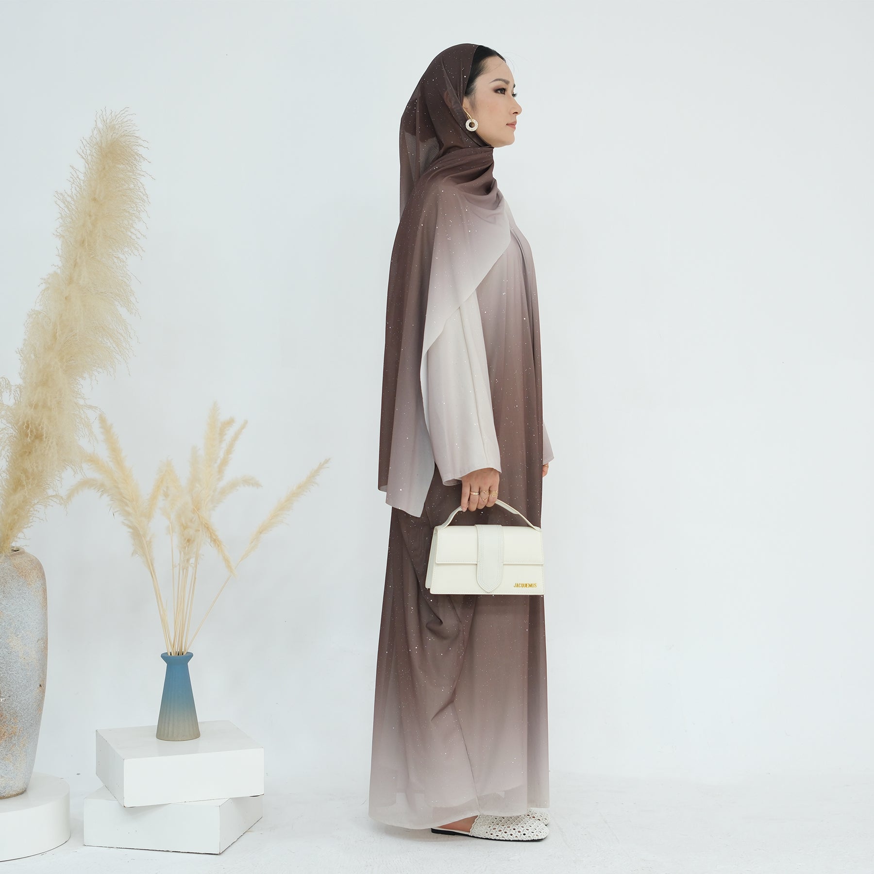 Ombre Sparkly Abaya + Hijab Set Green - Nour Modesty