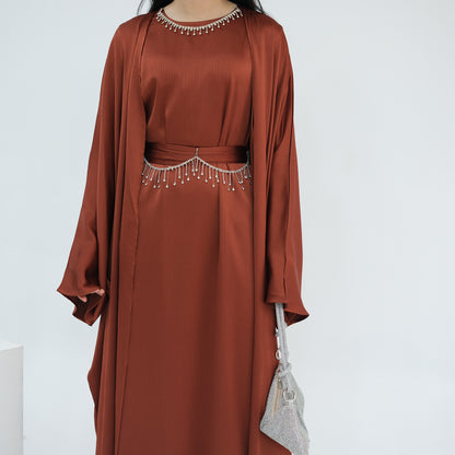 Luxury Silk Abaya Set - Black - Nour Modesty