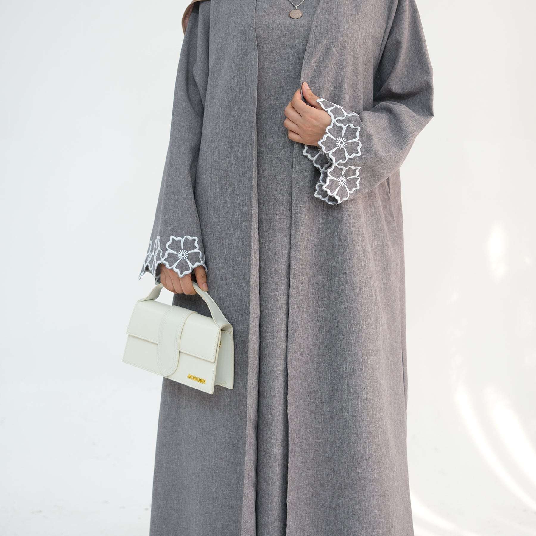 Noor Linen Abaya Set - Brown