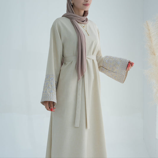 Embroidered Abaya Dress - Black - Nour Modesty