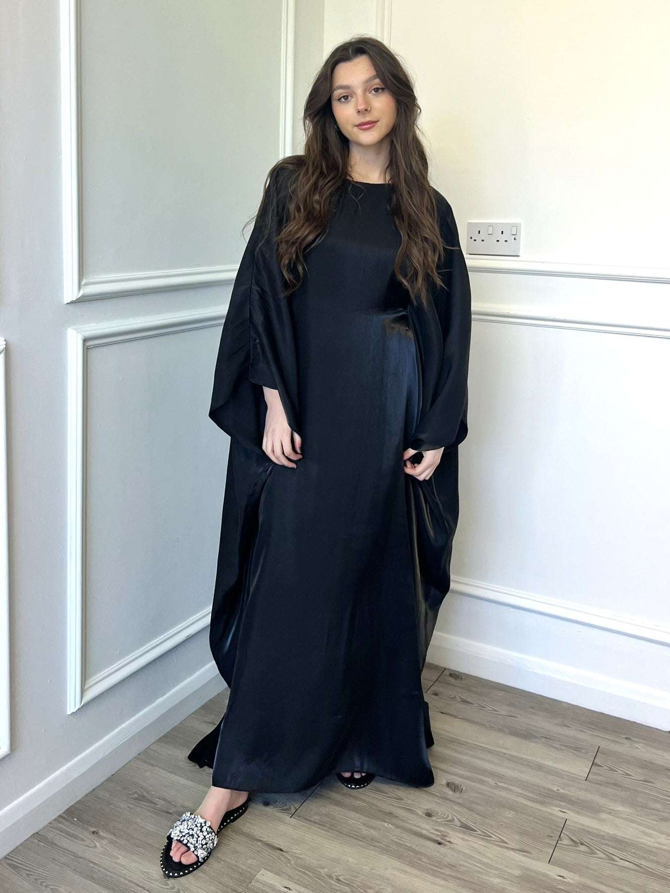 Shimmer Butterfly Abaya Rose