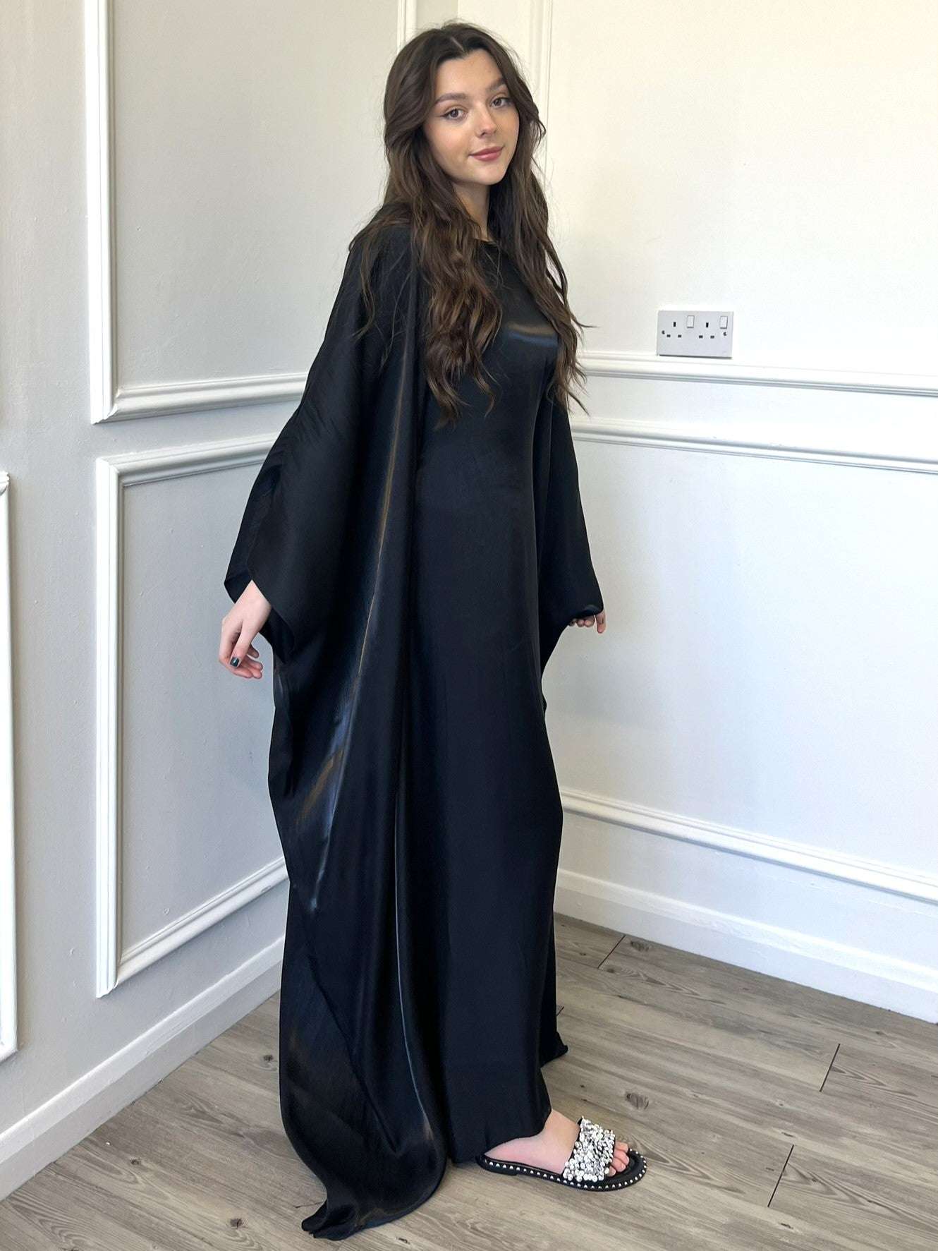 Shimmer Butterfly Abaya Rose