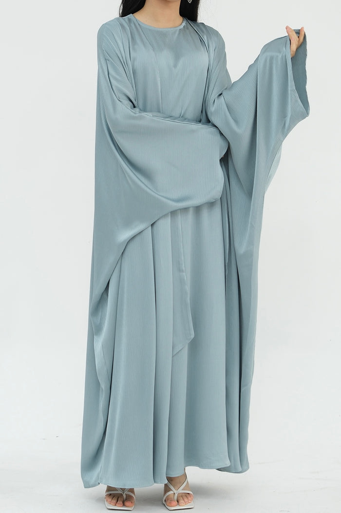 Luxury Silk Abaya Set - Black - Nour Modesty