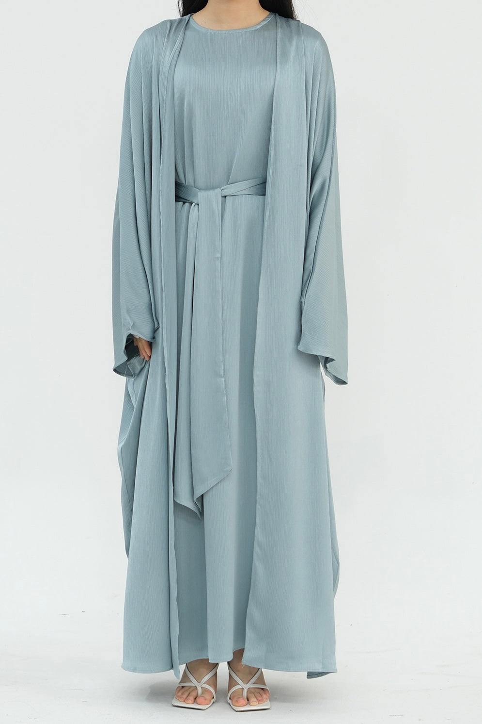 Luxury Silk Abaya Set - Black - Nour Modesty