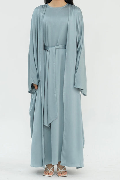 Luxury Silk Abaya Set - Black - Nour Modesty