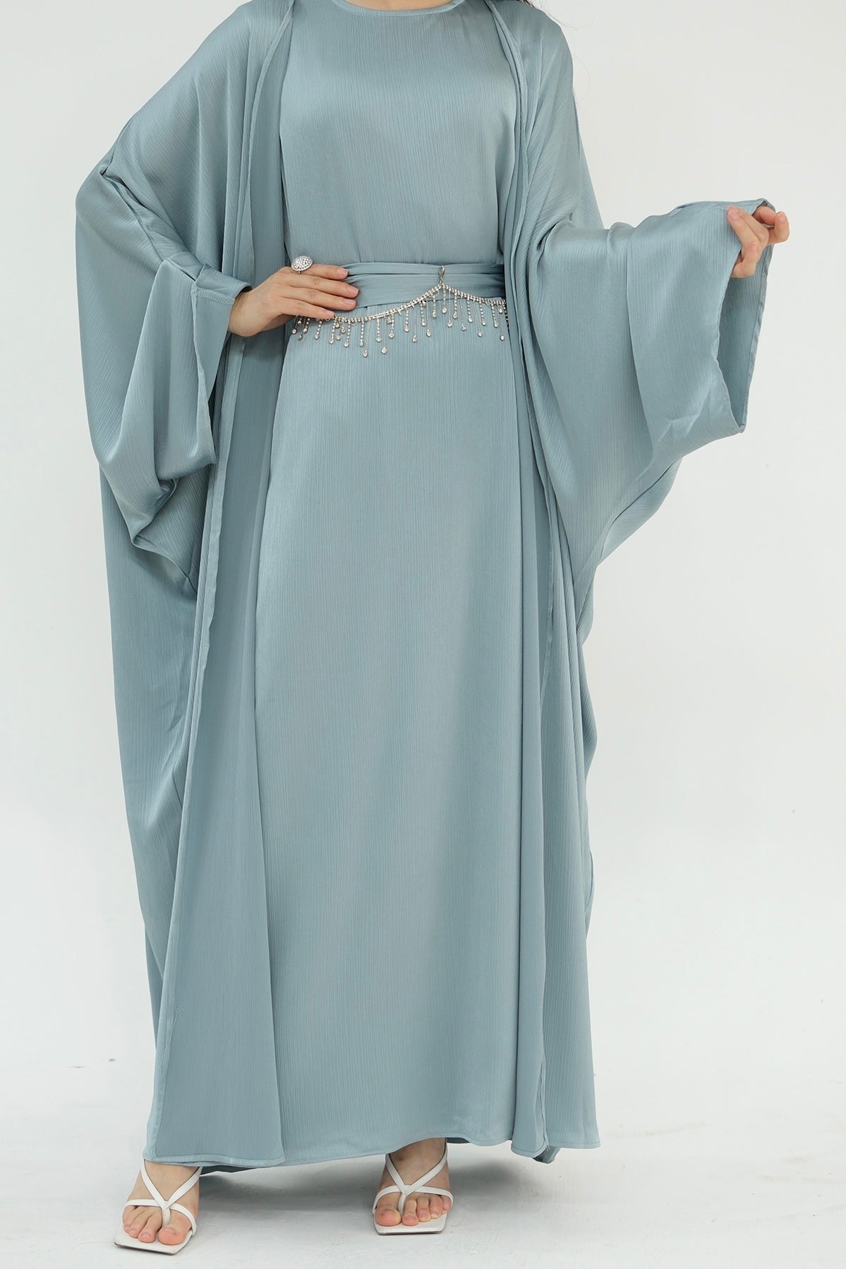 Luxury Silk Abaya Set - Black - Nour Modesty