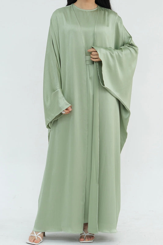 Luxury Silk Abaya Set - Black - Nour Modesty