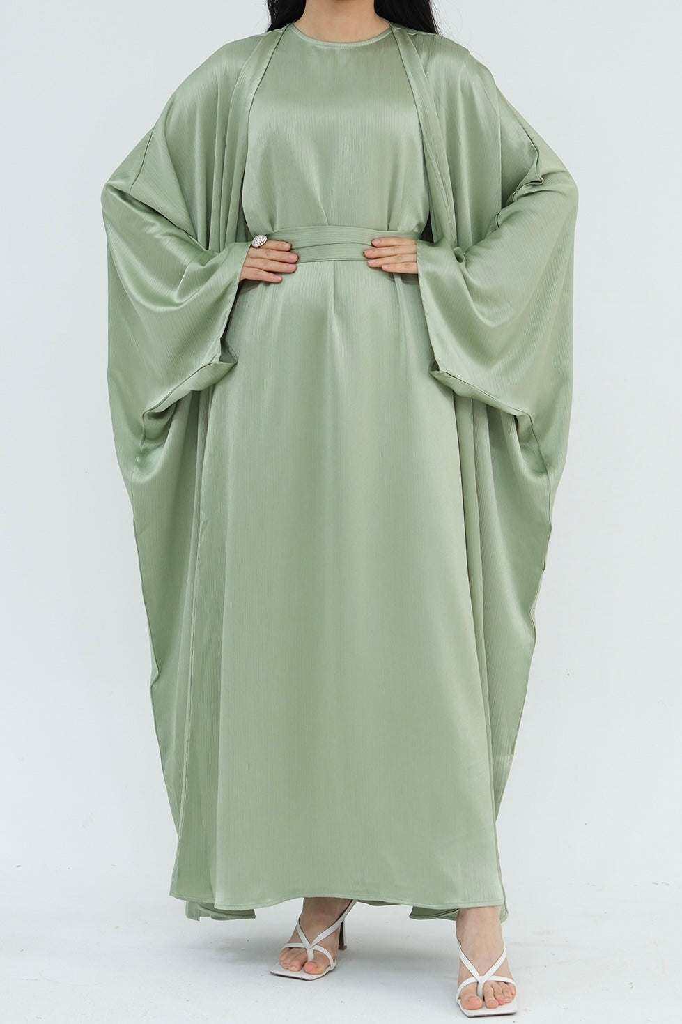 Luxury Silk Abaya Set - Black - Nour Modesty